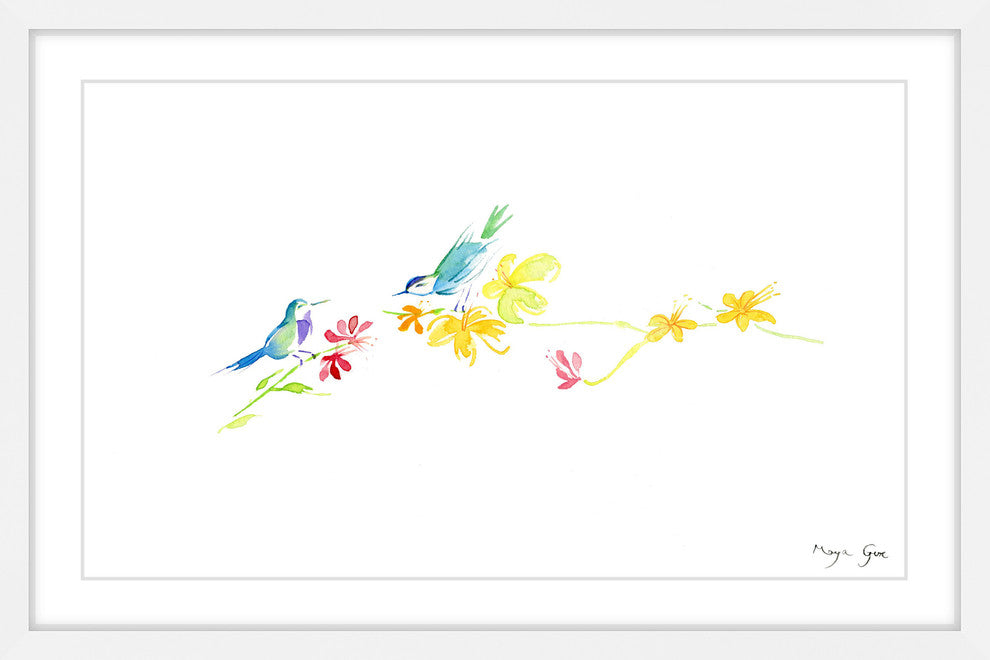 Marmont Hill, "2 Birds" by Maya Gur Framed Painting Print, 30x20