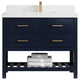 Parker 42 Single Sink Bath Vanity in Navy Blue  2" White Quartz