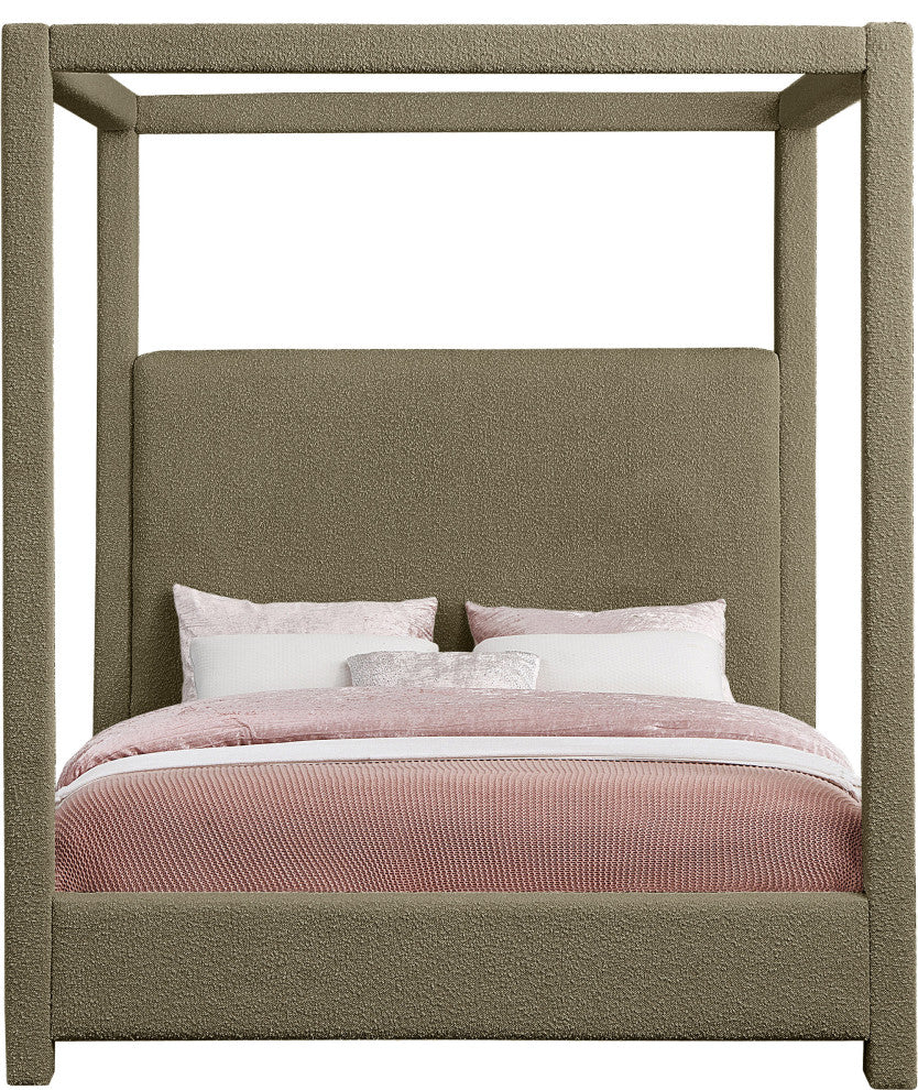 Eden Boucle Fabric Upholstered Bed, Olive, King