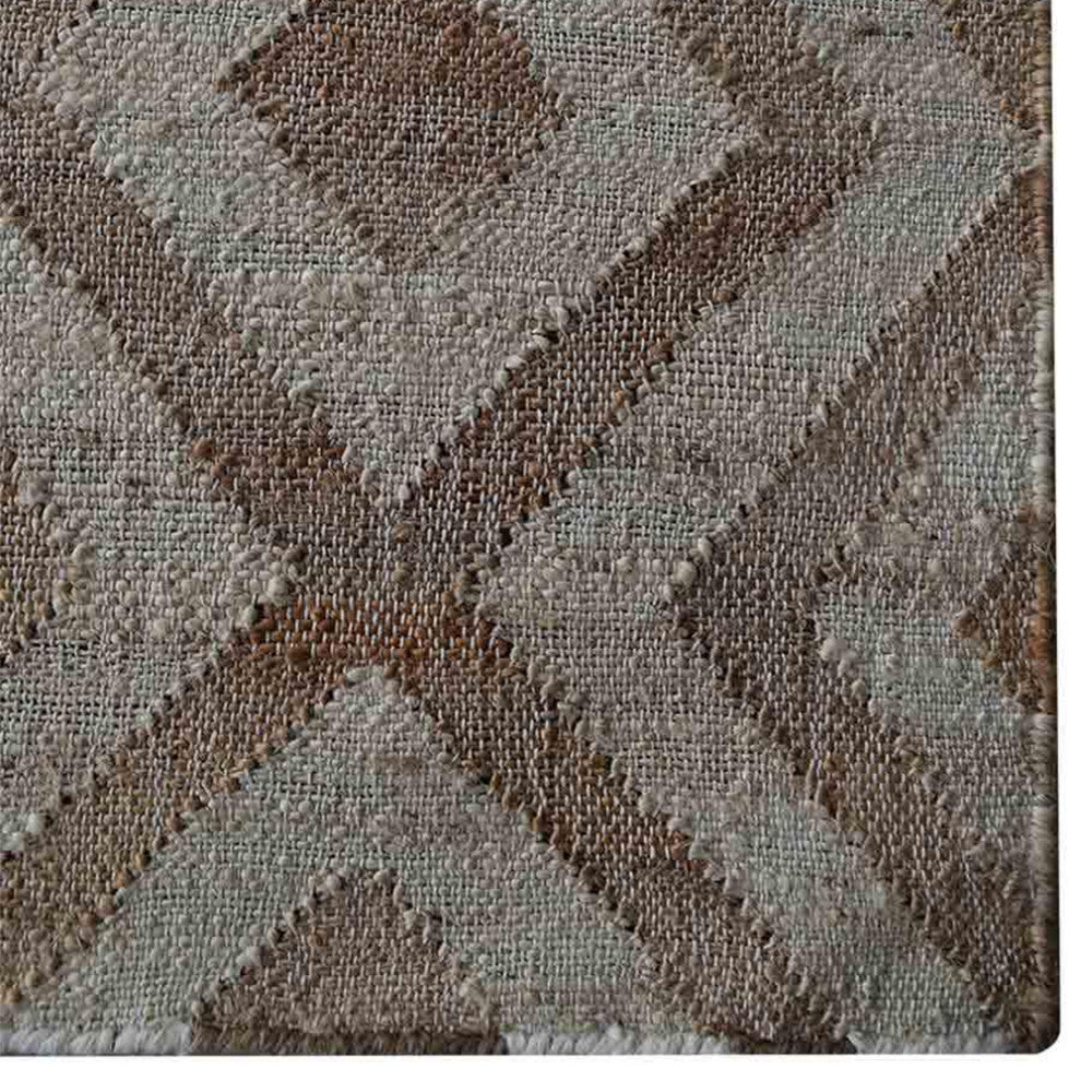 HAND WOVEN KILIM JUTE ECO-FRIENDLY AREA RUGS, White Beige,Geometric,Outdoor, [Rectangle] 8'x10'