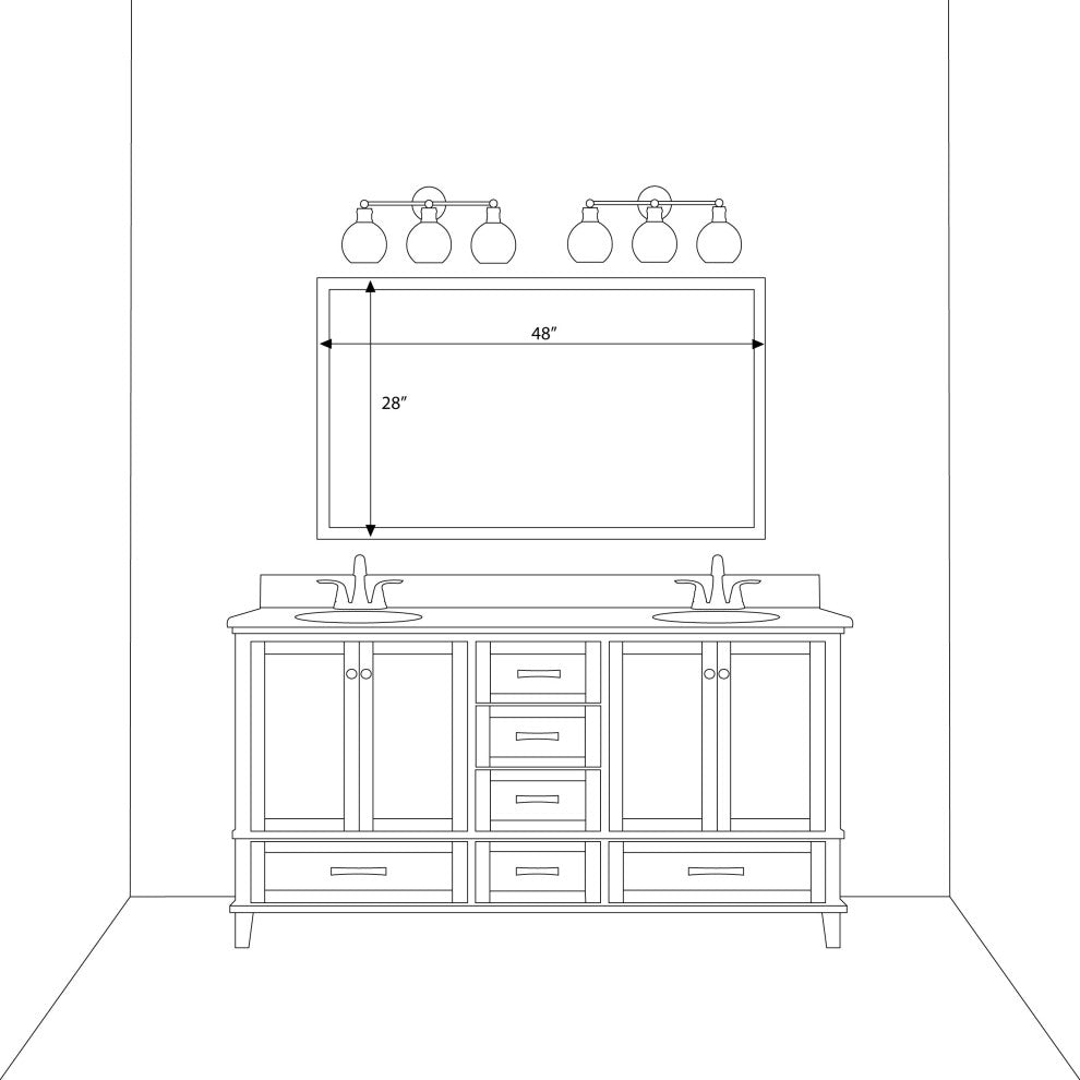Ellis Framed Wall Mirror, White, 28"x48"