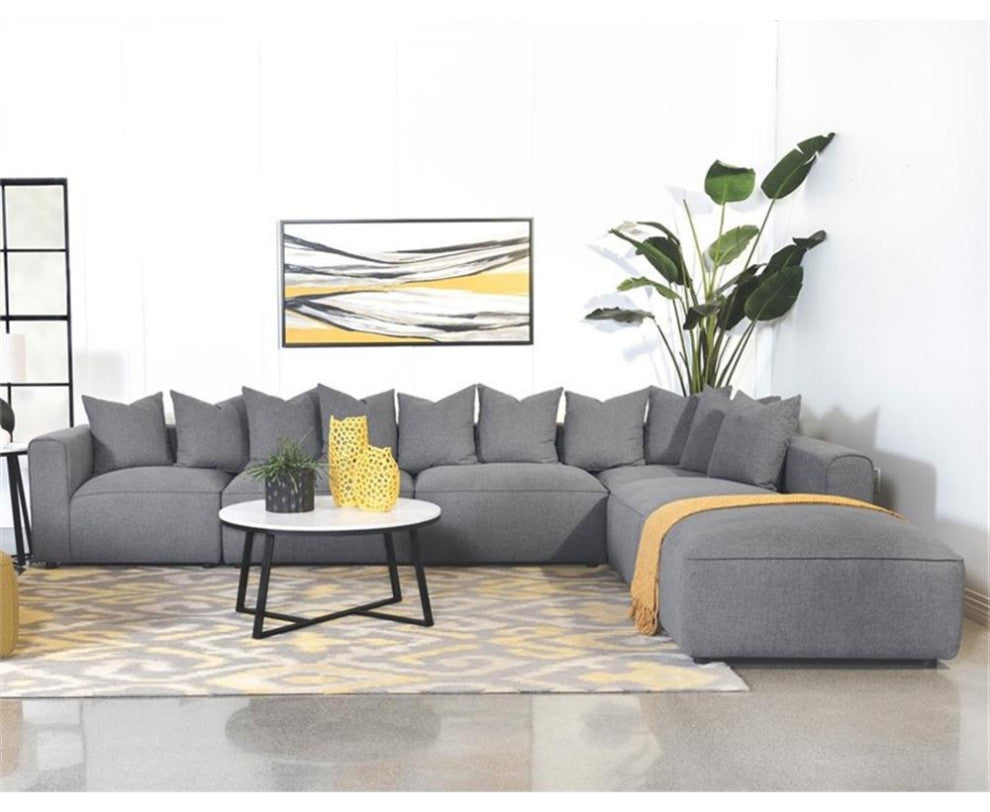 Coaster Jennifer Fabric Upholstered 6-piece Tight Seat Modular Sectional Gray