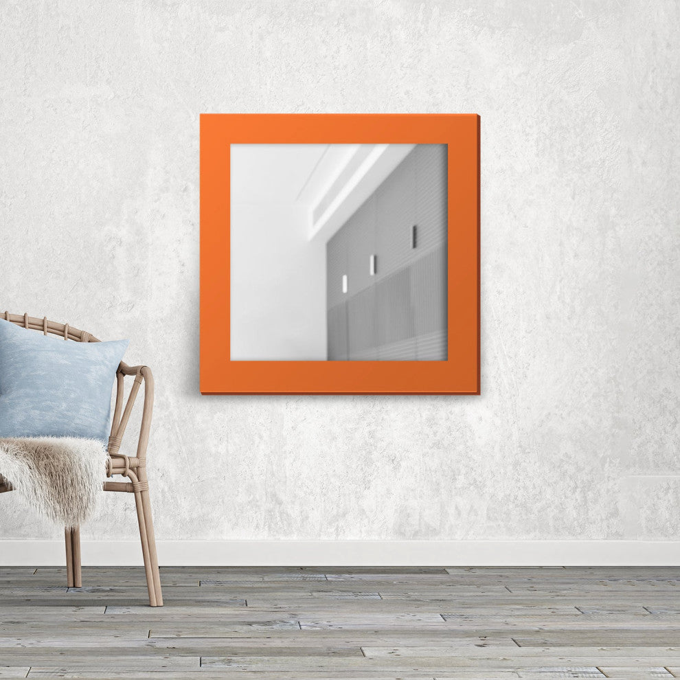36"x36" Pop of Color Wall/Floor Mirror Art, Modern Orange