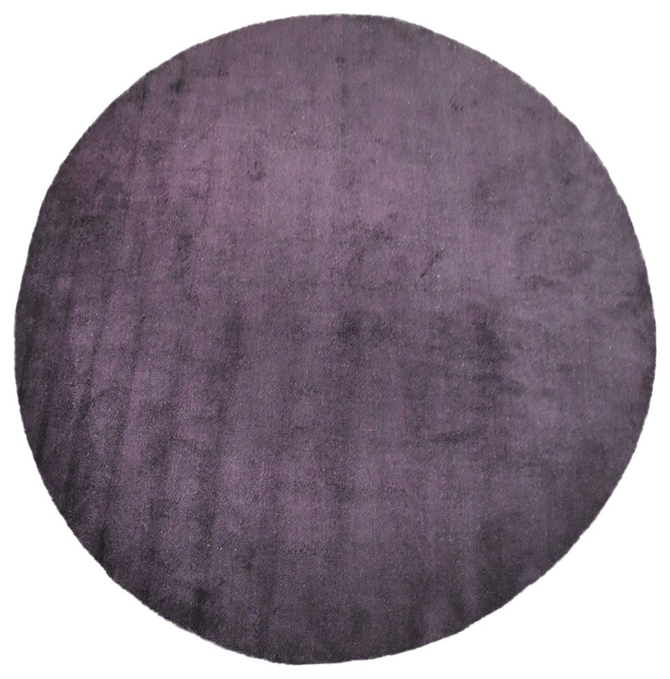 Hand Knotted Loom Silk Mix Area Rug Solid Brown, [Round] 10'x10'