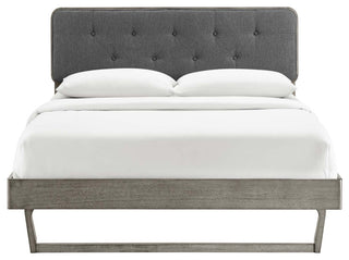Bridgette Full Wood Platform Bed With Angular Frame MOD-6643-GRY-CHA