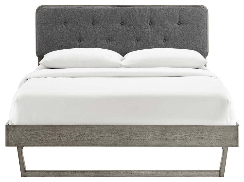 Bridgette Full Wood Platform Bed With Angular Frame MOD-6643-GRY-CHA