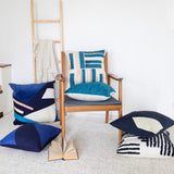 Stacy Garcia Patchwork Handmade Throw Pillow, Cobalt Blue/Navy, 20"x20"