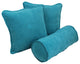 Double-Corded Solid Microsuede Throw Pillows With Inserts, Set of 3, Aqua Blue