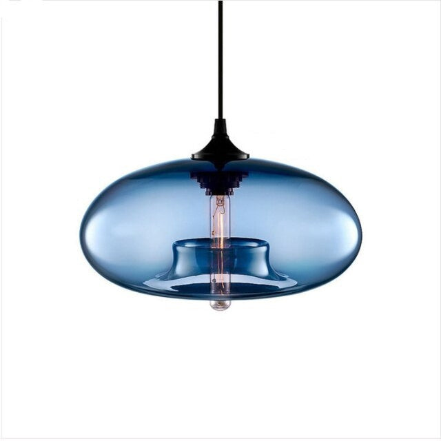MIRODEMIÂ® Tourrettes-sur-Loup Loft Glass Pendant Lamp, Blue