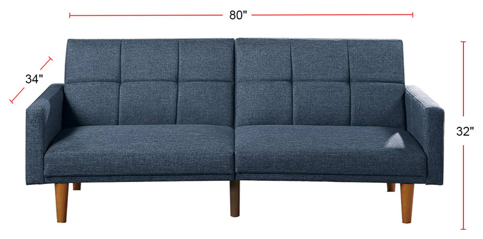 Black Linen-Like Fabric Adjustable Sofa, Navy