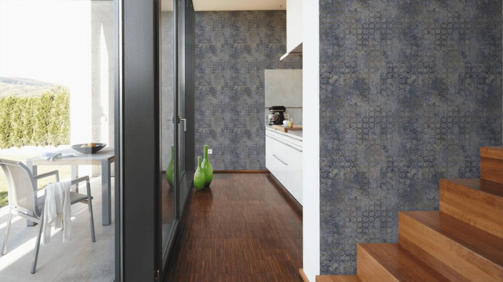 Geometric Textured Wallpaper Featuring Honeycomb Pattern, 374245