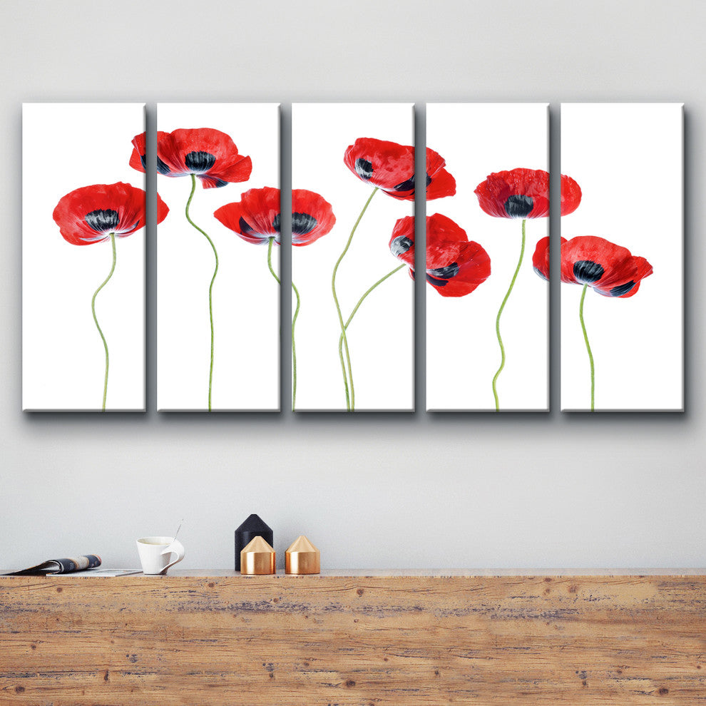 Ready2HangArt 'Ladybird Poppies' 5-Piece Canvas Wall Decor Set