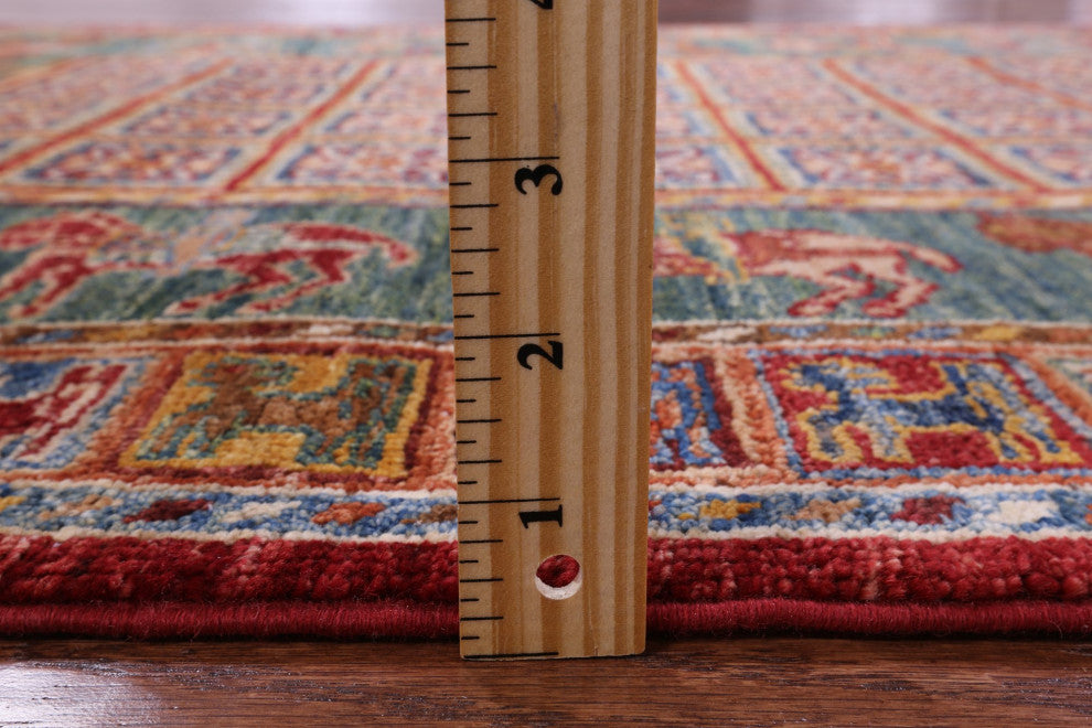 Hand Knotted Antiqued Pazyryk Historical Design Wool Rug 3' 4" X 4' 9" Q10862