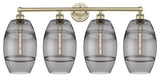 Edison-Vaz 4-Light 35" Bath Vanity Light, Antique Brass, Light Smoke