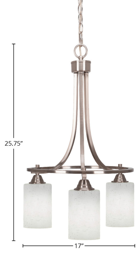 Paramount Downlight 3-Light Chandelier, Brushed Nickel, 4" White Muslin Glass