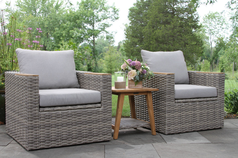 3-Piece Teak and Wicker Storage Chat Set