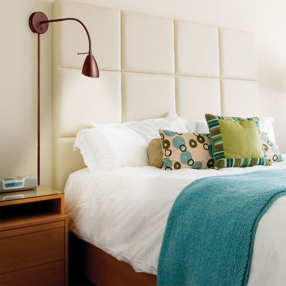 Jett Gooseneck Wall Lamp, Satin Chrome