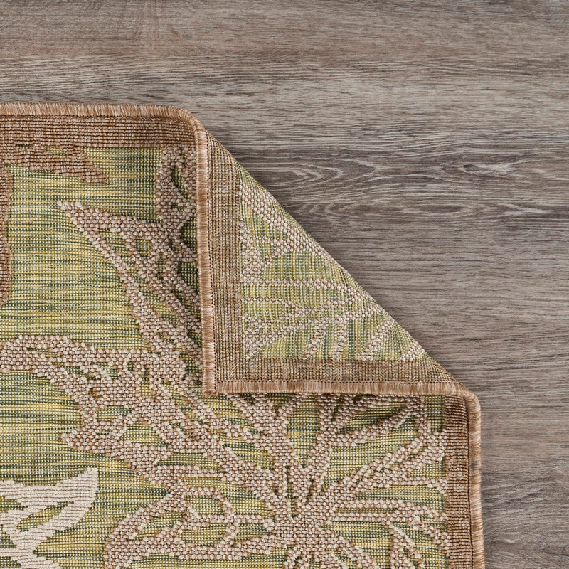 8'x10' Tan Maple Leaf Indoor/Outdoor Area Rug