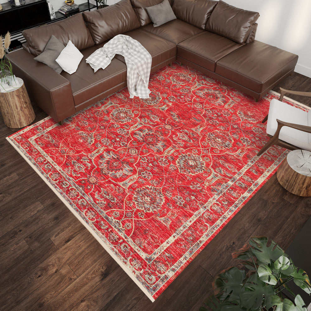 Indoor/Outdoor Marbella MB5 Poppy Machine Washable 3' x 5' Rug