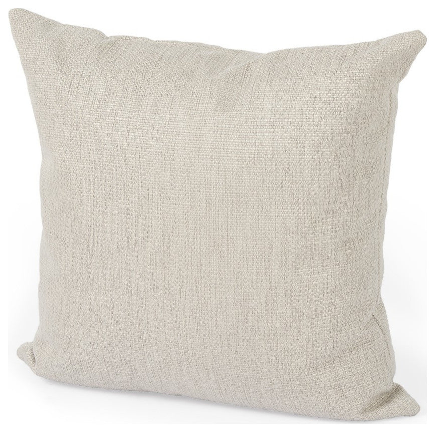 Neutral Sand Basket Weave Accent Throw Pillow
