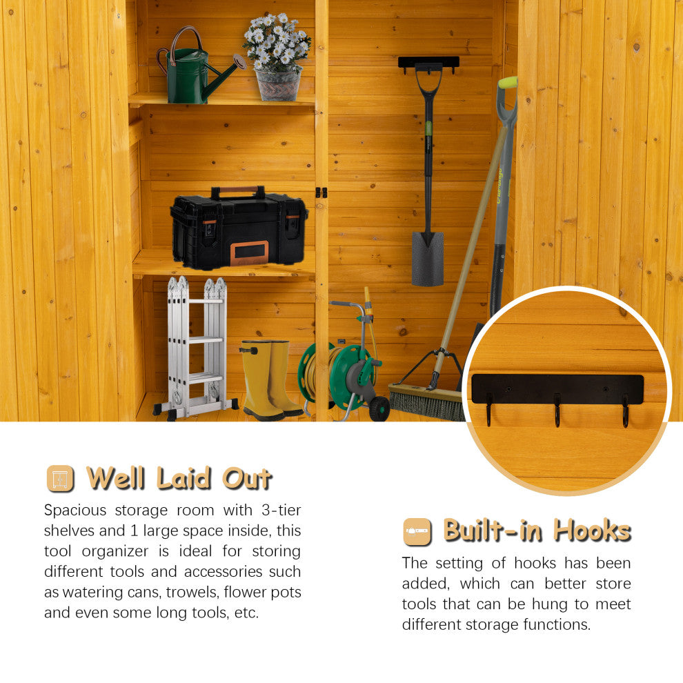 Outdoor Storage Shed With Lockable Door, Natural