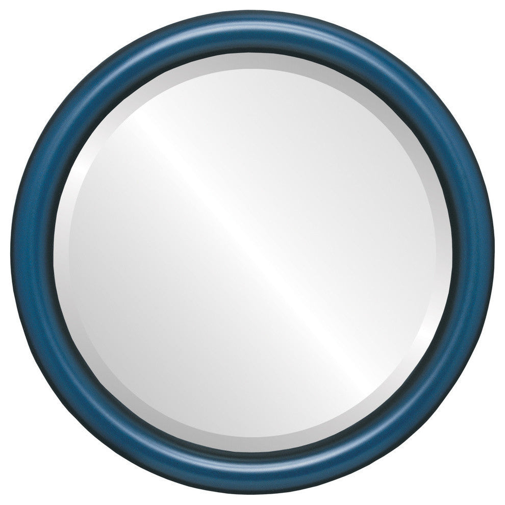 Pasadena Framed Round Mirror, Royal Blue, 15"x15"