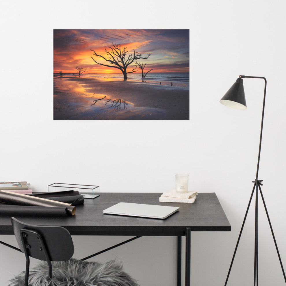 Sunrise and Trees At Edisto Island Coastal Landscape Photo Loose Wall Art Print, 24" X 36"