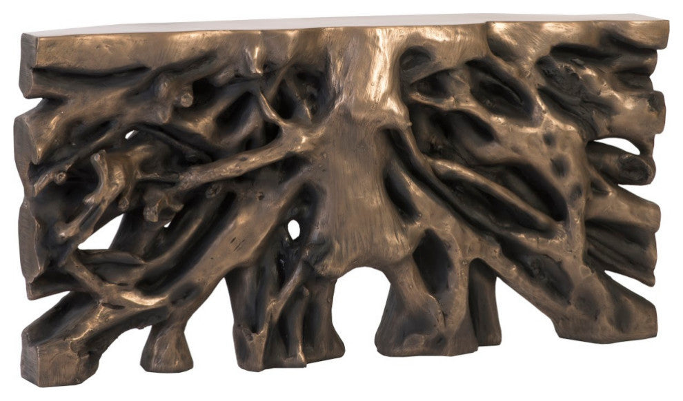 Square Root Console Table, Antique Bronze