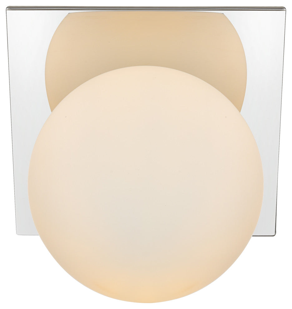 1 Light Chrome And Frosted White Bath Sconce