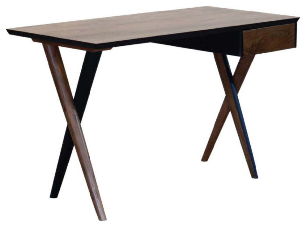 Two Tone Criss Cross Wooden Desk