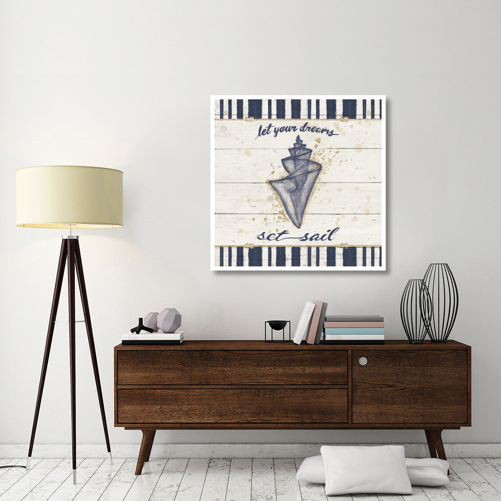 "Calm Seas III Gold Rope Border" Digital Paper Print by Janelle Penner, 42"x42"