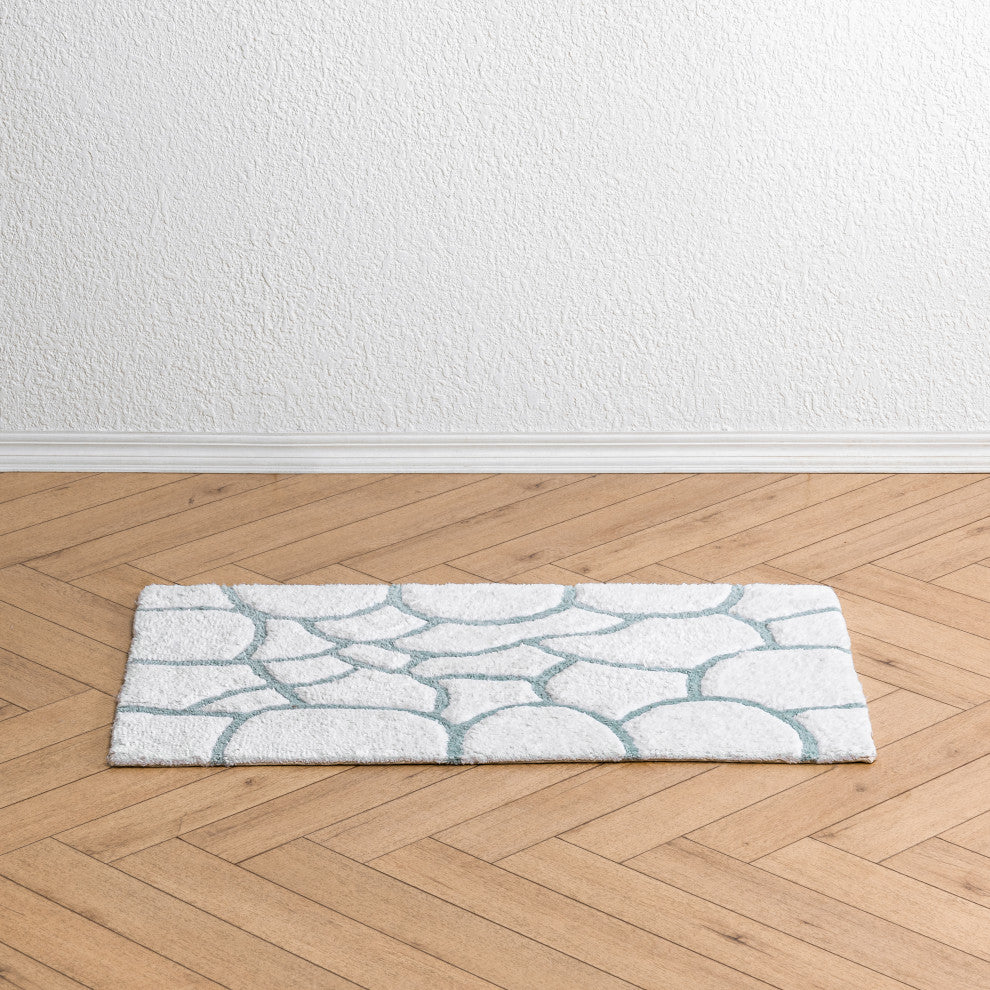 Edington Machine Tufted Bath Mat, Blue, 21x34