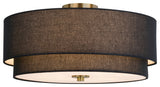 Burnaby Mid-Century Drum Semi Flush Ceiling Light, Matte Brass, 20.5-in W X 10.75-in H X 20.5-in D
