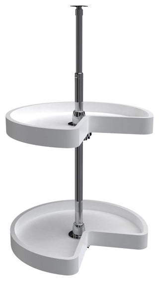 Polymer Kidney 2-Shelf Lazy Susans for Corner Wall Cabinets, White