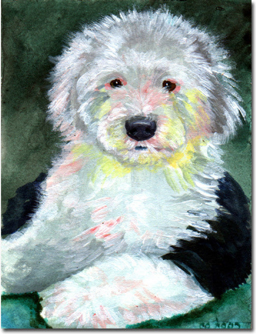Old English Sheepdog, 11"x15" 2-Sided Garden Banner