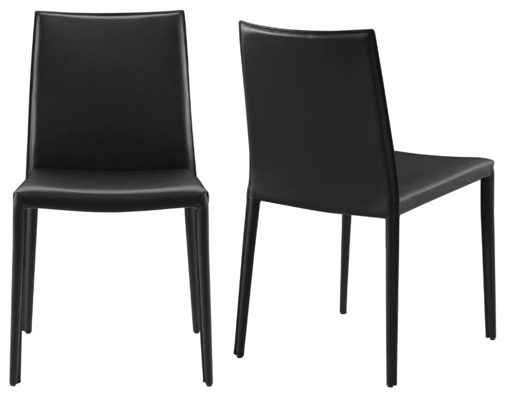 Elite Living Prima, Set of 2, Mid-Century Modern Dining Chair, Black
