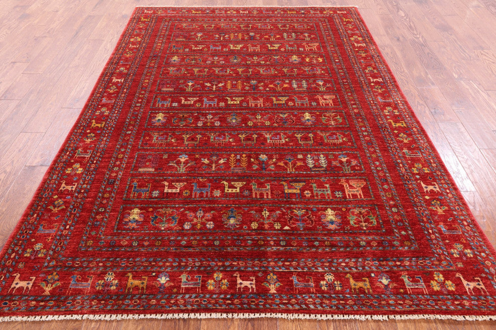 Tribal Persian Gabbeh Hand Knotted Rug 5' 11" X 8' 5" Q5350