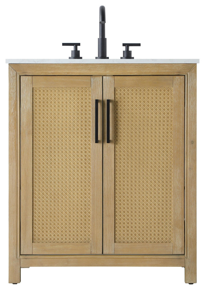 Home Living 30" Single Bathroom Vanity, Linen Oak