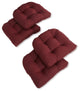19" U-Shaped Twill Tufted Dining Chair Cushions, Set of 4, Burgundy