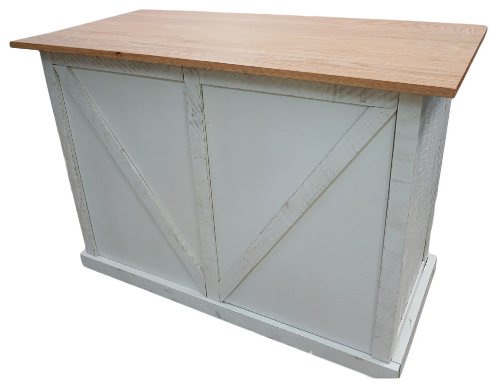 Farmhouse / Barn Style Kitchen Island, Distressed White
