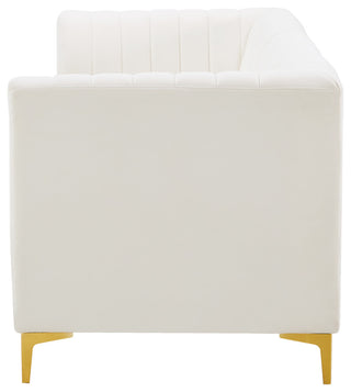 Alina Velvet Upholstered 3-Piece Modular Sofa, Cream