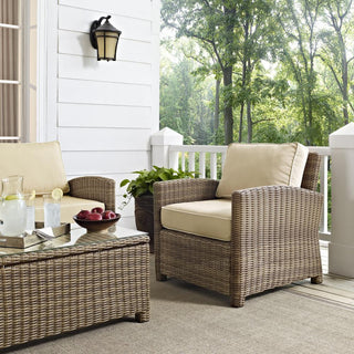 Bradenton 3Pc Outdoor Wicker Conversation Set Sand/Weathered Brown