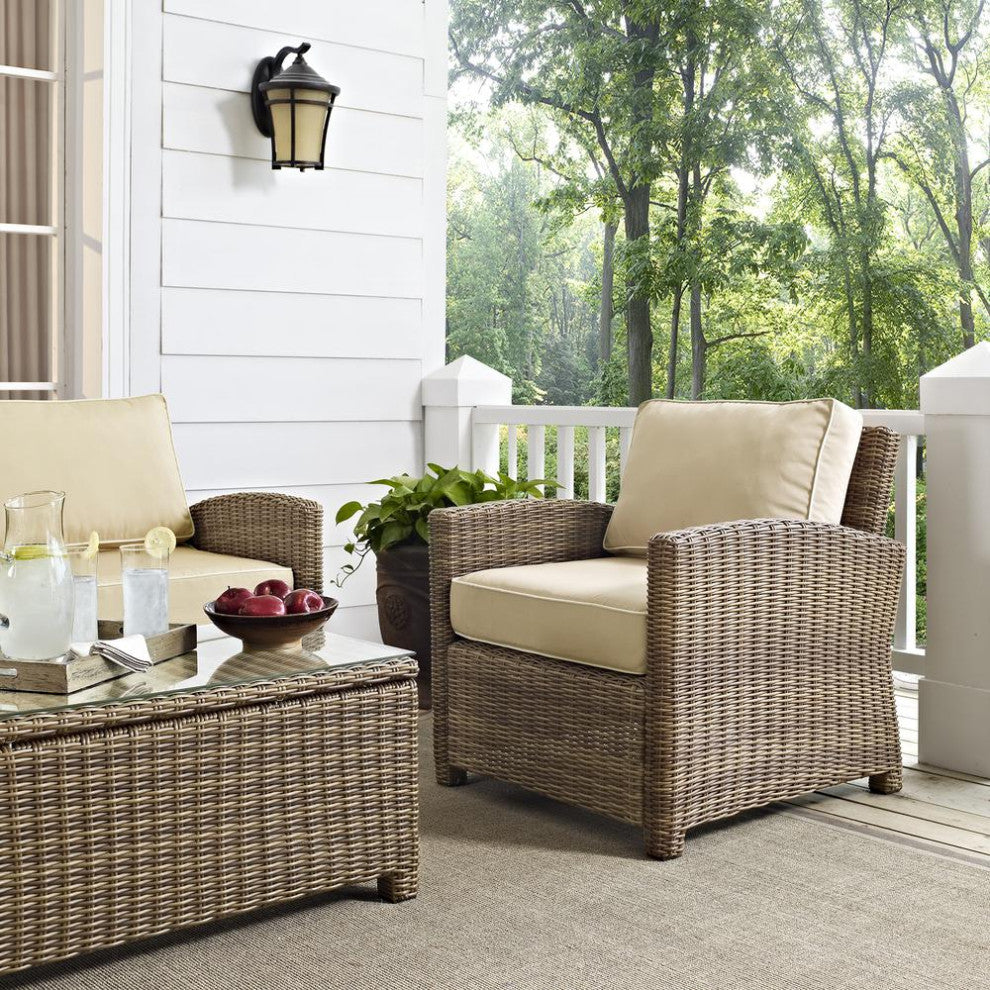 Bradenton 3Pc Outdoor Wicker Conversation Set Sand/Weathered Brown