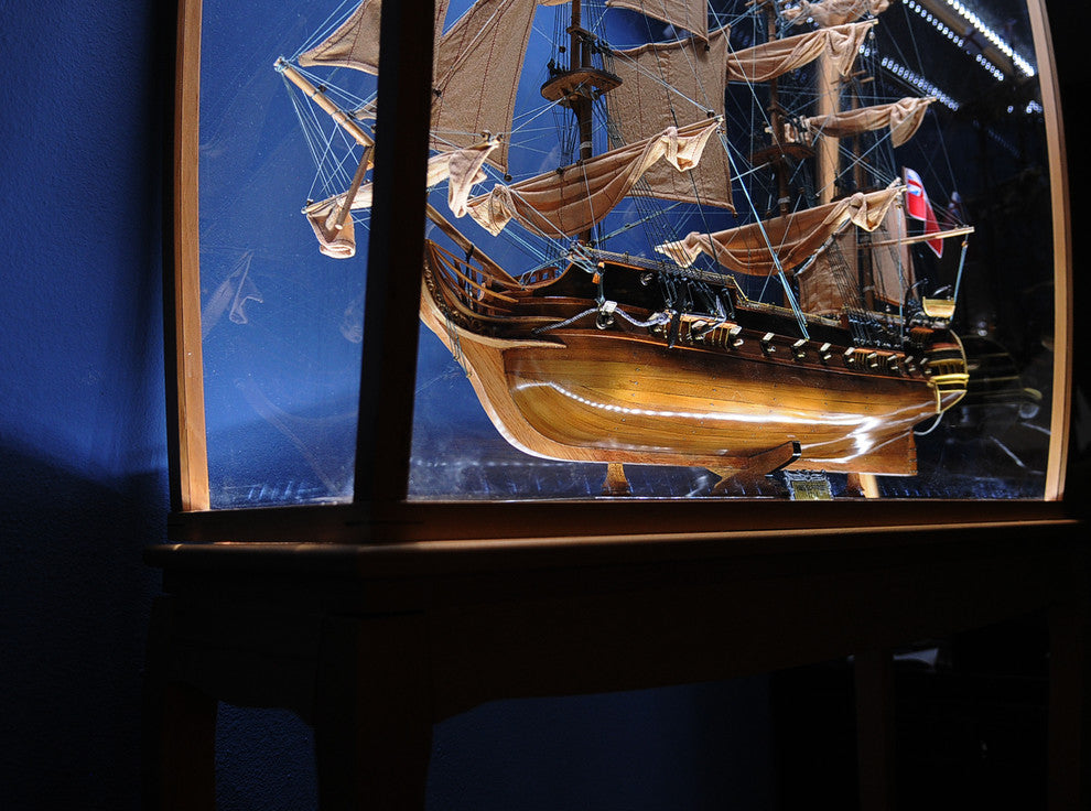 Floor Display Case Clear Finish With Led Lights Display Case for Model Ships