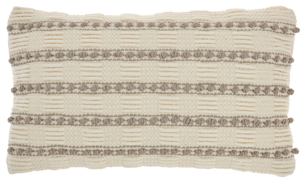 Mina Victory GC384 Throw Pillow, Light Grey, 12"X20"