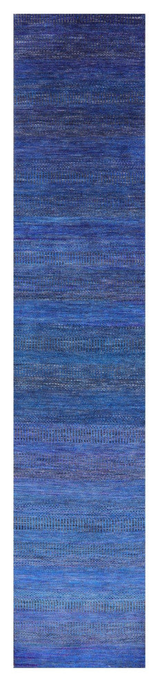 Super Savannah Gabbeh Hand Knotted Wool and Silk Runner Rug 2' 7" X 13' 5" Q6128