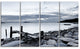 Small Sea Bridge from Rocky Beach, Landscape Canvas Art Print, 48"x28", 4 Panels