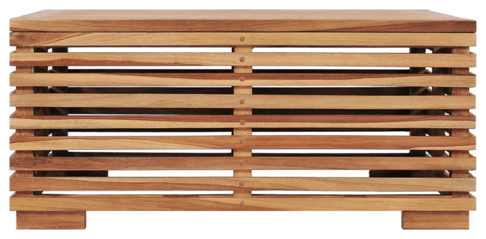 Vidaxl Garden Table And Footrest Set & Cream Cushion Solid Teak Wood
