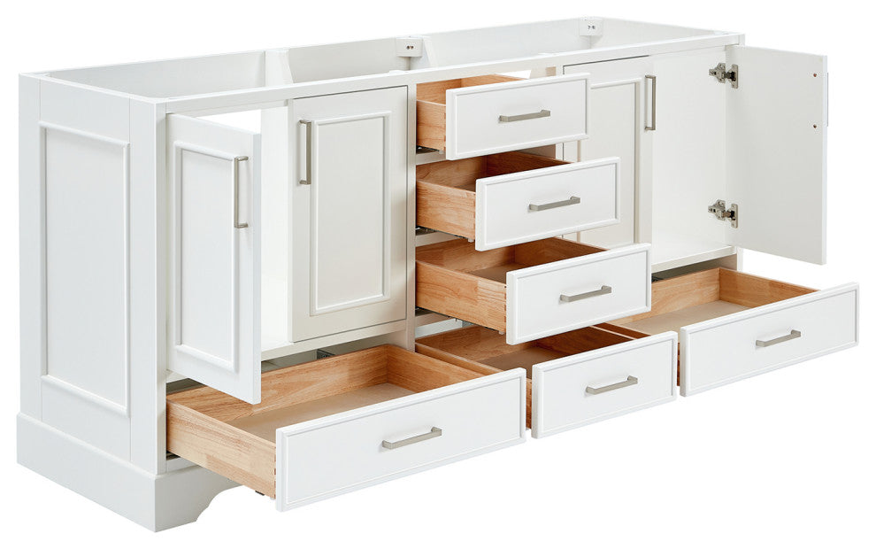 Ariel Stafford 72" Double Sink Bathroom Vanity Base, White