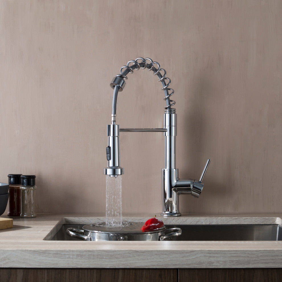 Blossom Lead Free, Solid Brass, Single Handle, Pull Out Kitchen Faucet, Chrome